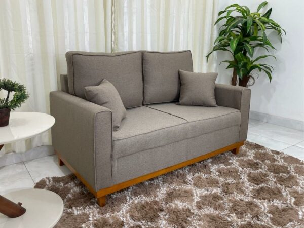Sofá 2 lugares Slim 1.40m – Marrom Linho