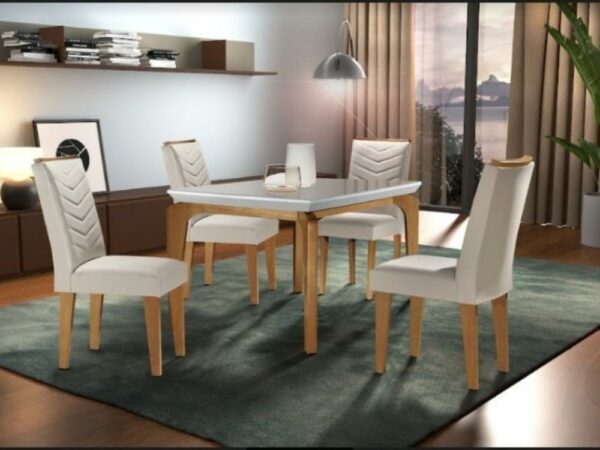 Mesa de Jantar Londrina 1.20x0.80 Com 4 Cadeiras Londrina - Imbuia/off White