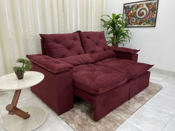 Sofá Retrátil Reclinável Grécia 1.90m - Vinho Veludinho