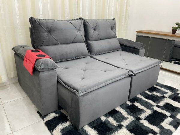 Sofá Retrátil e Reclinável REF 2025 2.00m – Cinza Veludão