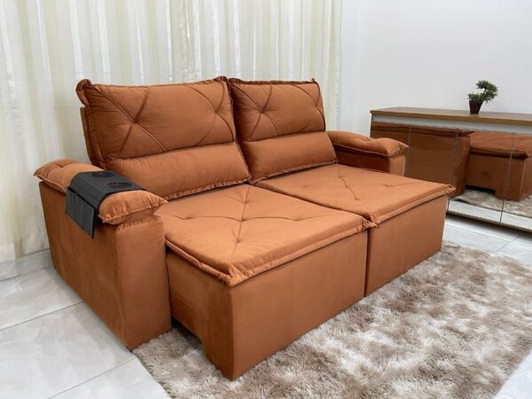 Sofá Retrátil e Reclinável REF 2025 2.00m – Terracota Veludão