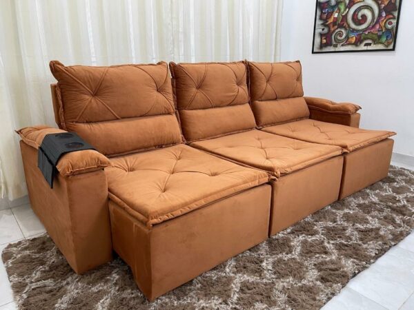 Sofá Retrátil e Reclinável Lord 2.80m – Terracota Veludão