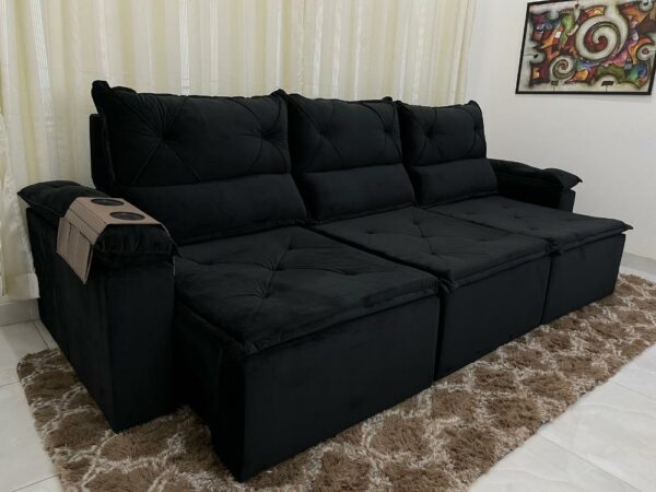 Sofá Retrátil e Reclinável Lord 2.80m – Preto Veludão