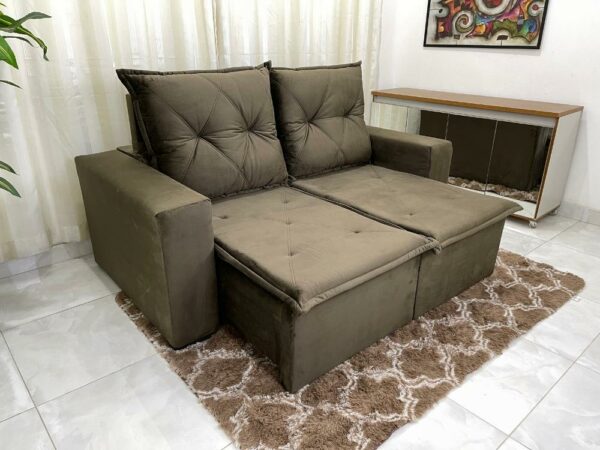Sofá Retrátil Reclinável Vogue 1.80m – Marrom Veludão