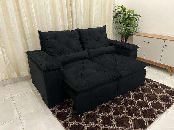 Sofá Retrátil Reclinável Grécia 1.90m - Preto Veludinho