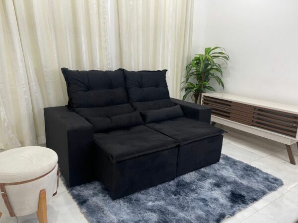 Sofá Retrátil Reclinável Beatriz 1.90m - Preto Veludo
