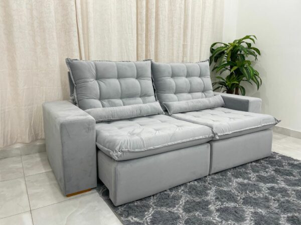 Sofá Retrátil Reclinável Small 2.30m – Prata Veludão