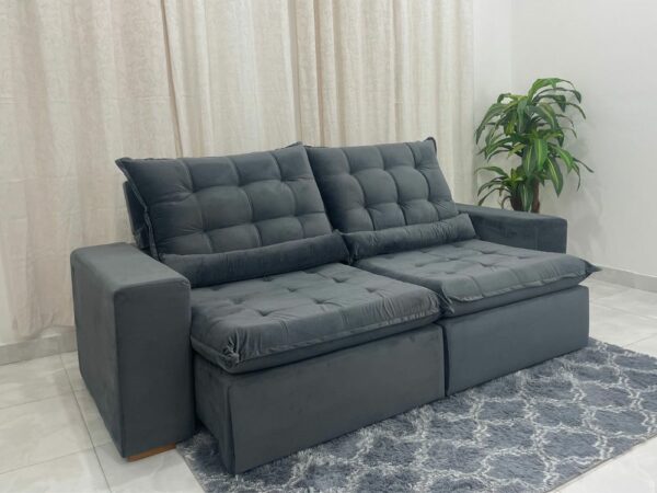 Sofá Retrátil Reclinável Small 2.30m – Cinza Veludão