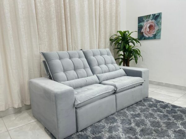 Sofá Retrátil Reclinável Small 2.00m - Prata Veludão