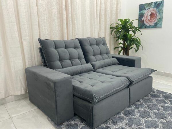 Sofá Retrátil Reclinável Small 2.00m - Cinza Veludão