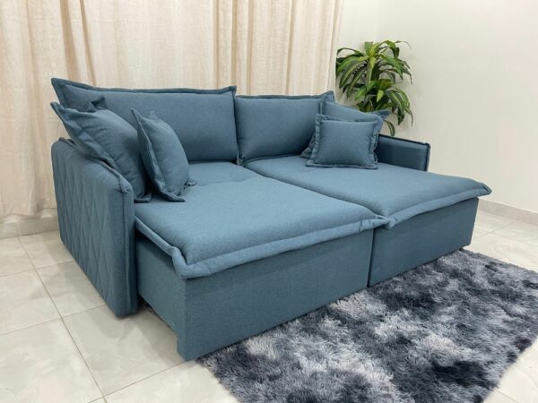 Sofá Cama/Retrátil Blog 2.20m - Linho Azul