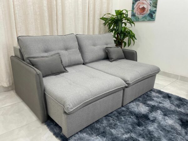 Sofá Cama Retrátil Milo 1.95m - Cinza/Grafite Linho