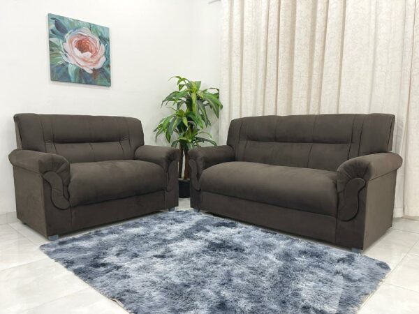 Conjunto de sofá 2 x 3 lugares REF 5014 - Marrom Suede