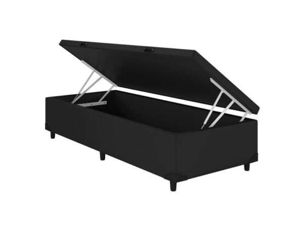 Base Box Baú Classic solteiro – Preto Corino