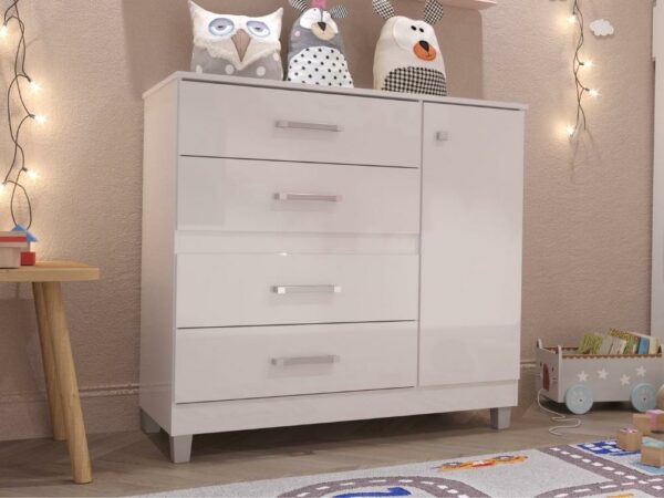 Cômoda Florence 4 gavetas 1 porta – Branco
