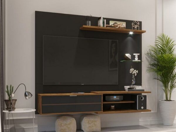 Home Suspenso Amazon com LED 60” – Preto/Canela