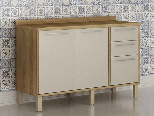 Balcão de Cozinha Paris 1,20 - Carvalho/Off White