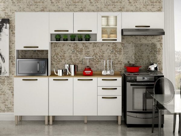Cozinha Completa Valência com Aéreo 3 portas Reflecta 4 peças - Branco