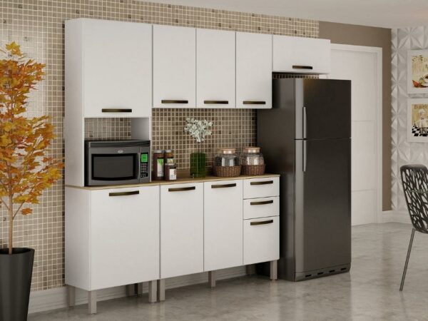 Cozinha Completa Valência com Aéreo Triplo 4 peças - Branco