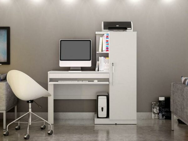 Escrivaninha Office 1 porta 1 gaveta – Branco