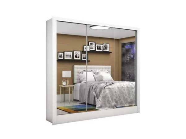 Guarda-Roupa Dubai Premium c/ espelho 3 portas e 3 gavetas – Branco