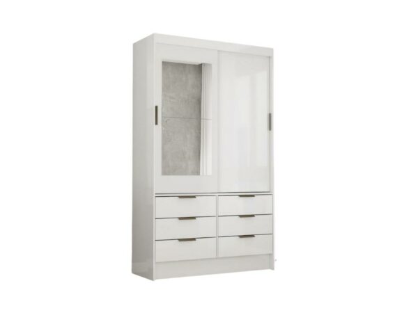 Guarda-Roupa Sevilha c/ espelho 2 portas e 6 gavetas – Branco