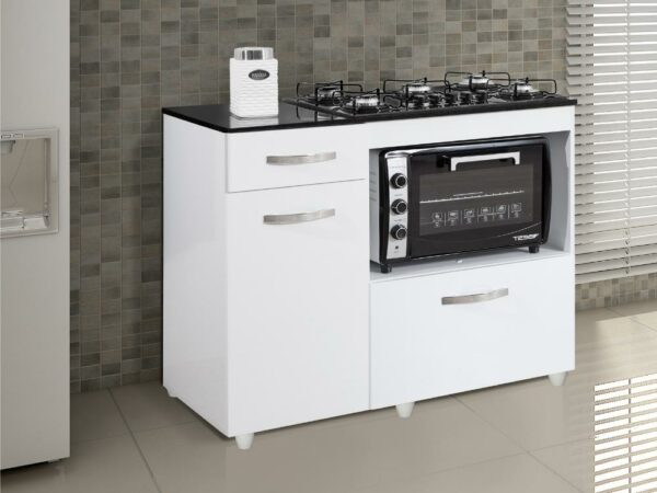 Balcão Violeta para cooktop 5 bocas - Branco