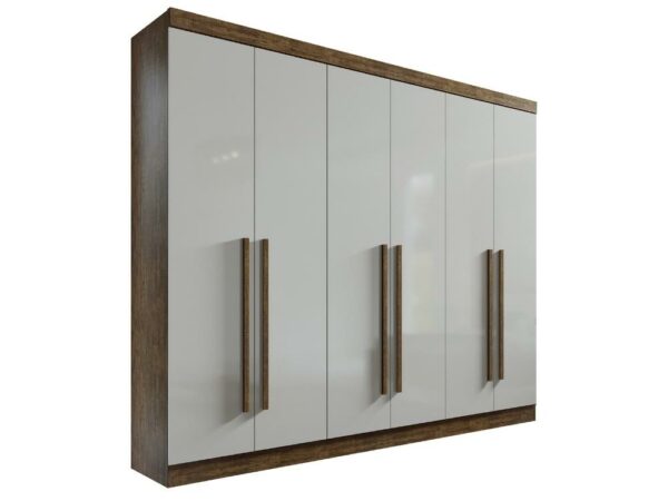 Guarda-Roupa Da Vinci Plus 6 portas e 6 gavetas – Ipê/Off white