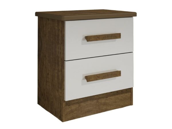Mesa de cabeceira New Athos 2 gavetas – Ipê/Off white