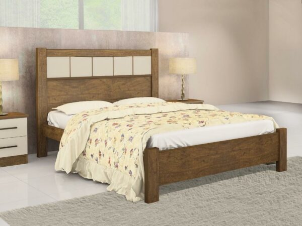 Cama casal Primícia Plus – Ipê/Off white