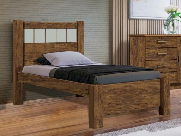 Cama solteiro Primícia Plus – Ipê/Off white