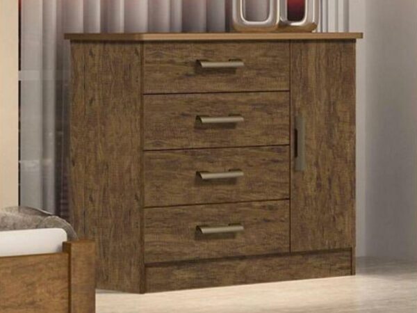 Cômoda sapateira Firenze 4 gavetas 1 porta – Ipê