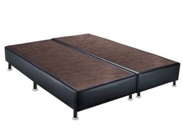 Base Box Silmer Queen Bi Partida Corino Preto - 158x198x26