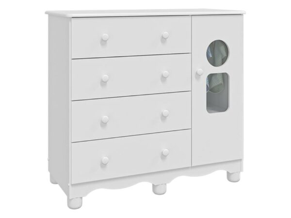 Cômoda Tedy 1 Porta 4 Gavetas - Branco