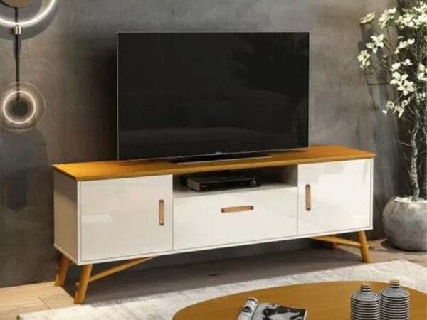 Rack Felix 75" – Off White/Cedro