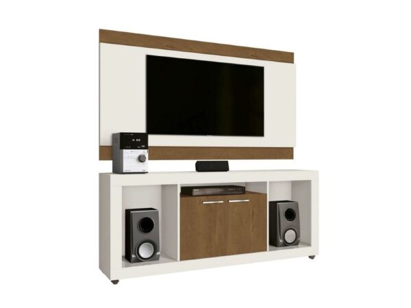 Rack Com Painel Triton 58" – Off White/Naturale