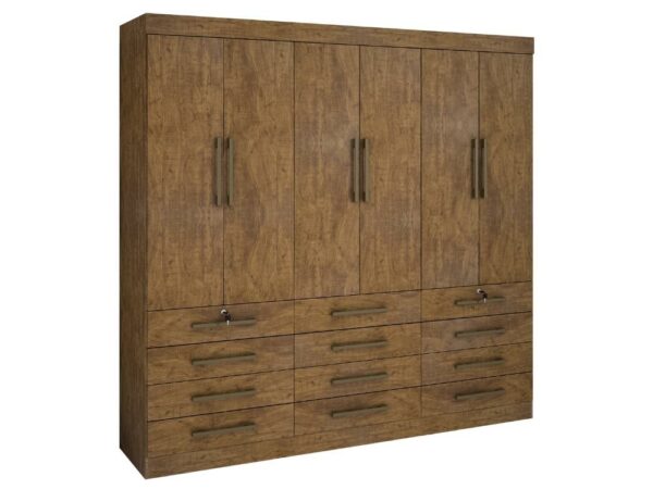 Guarda-Roupa Mônaco 6 portas e 12 gavetas – Ipê