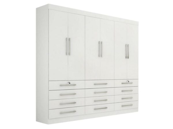 Guarda-Roupa Mônaco 6 portas e 12 gavetas – Branco