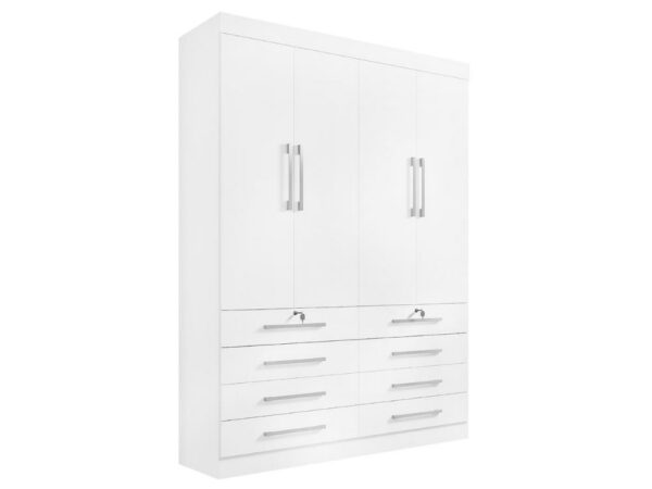 Guarda-Roupa Mônaco 4 portas e 8 gavetas – Branco