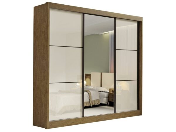 Guarda-Roupa New Dallas 3 portas e 6 gavetas – Ipê/Off white