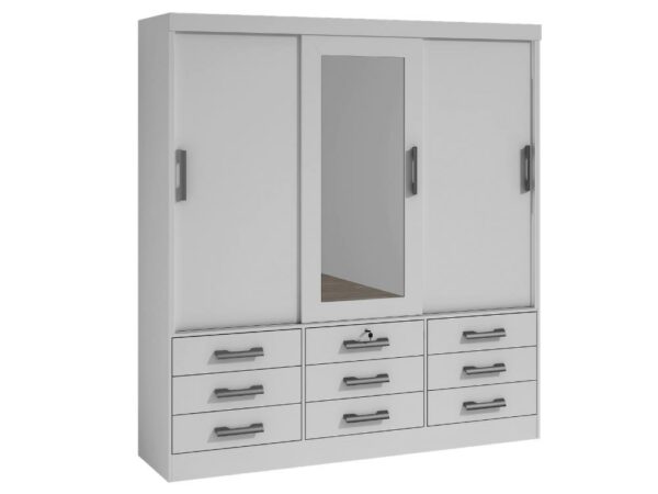 Guarda-Roupa Meridian 3 portas e 9 gavetas – Branco