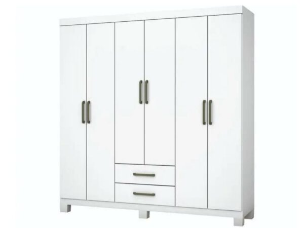 Guarda-Roupa Áries 6 portas e 2 gavetas – Branco