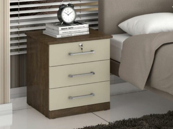 Mesa de cabeceira 3 gavetas Ref.: 011 - Ipe/Off white