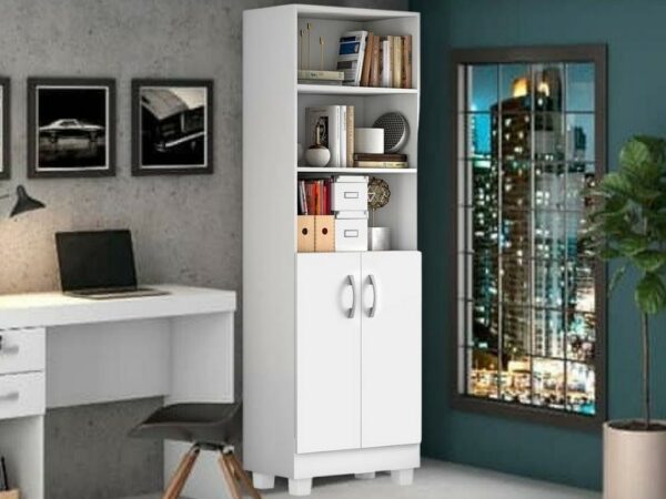 Livreiro Iara 3 prateleiras 2 portas – Branco