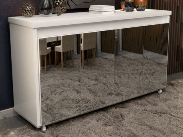 Buffet Maria 4 portas com espelho – Branco