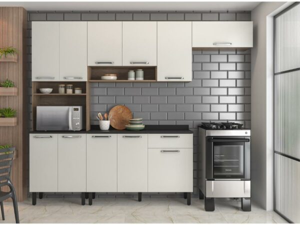 Cozinha Completa Vegas 4 peças – Castanho/Off white