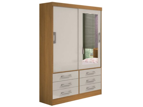 Guarda-Roupa Meridian 2 portas e 6 gavetas – Cinamomo/Off white