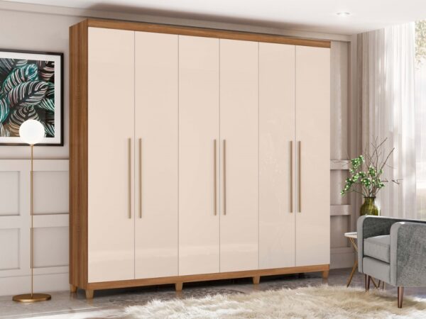 Guarda-Roupa Porto Bello Plus 6 portas – Mel/Off white