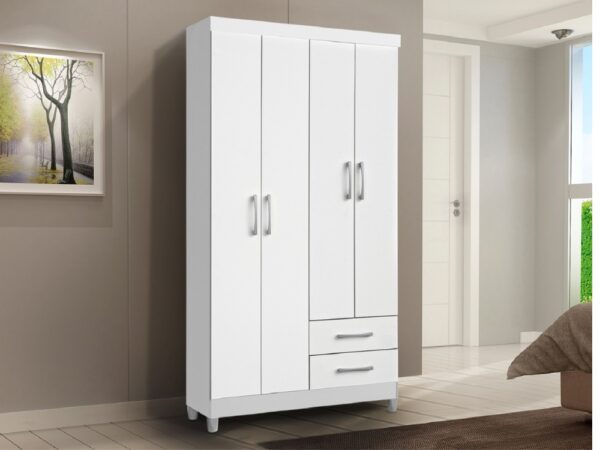 Guarda-Roupa Madri 4 portas 2 gavetas - Branco