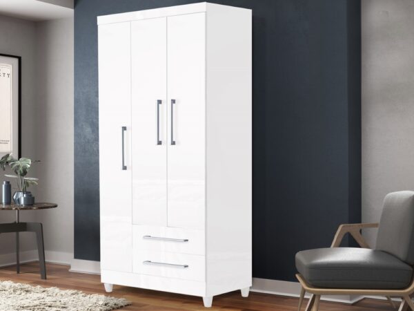 Guarda-Roupa Paris 3 portas 2 gavetas - Branco
